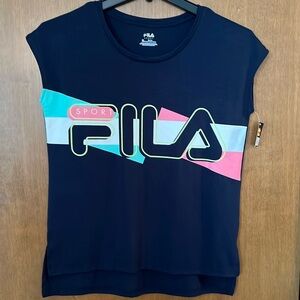 NWT FILA Sport Navy Blue Sleeveless High low Tee Size Medium